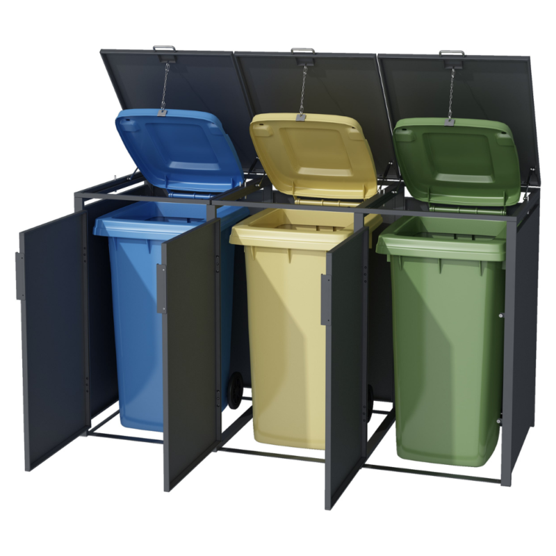 Alternative view of Mülltonnenbox 3er | Mülltonnenverkleidung | Mülltonnenhaus | Anthrazit