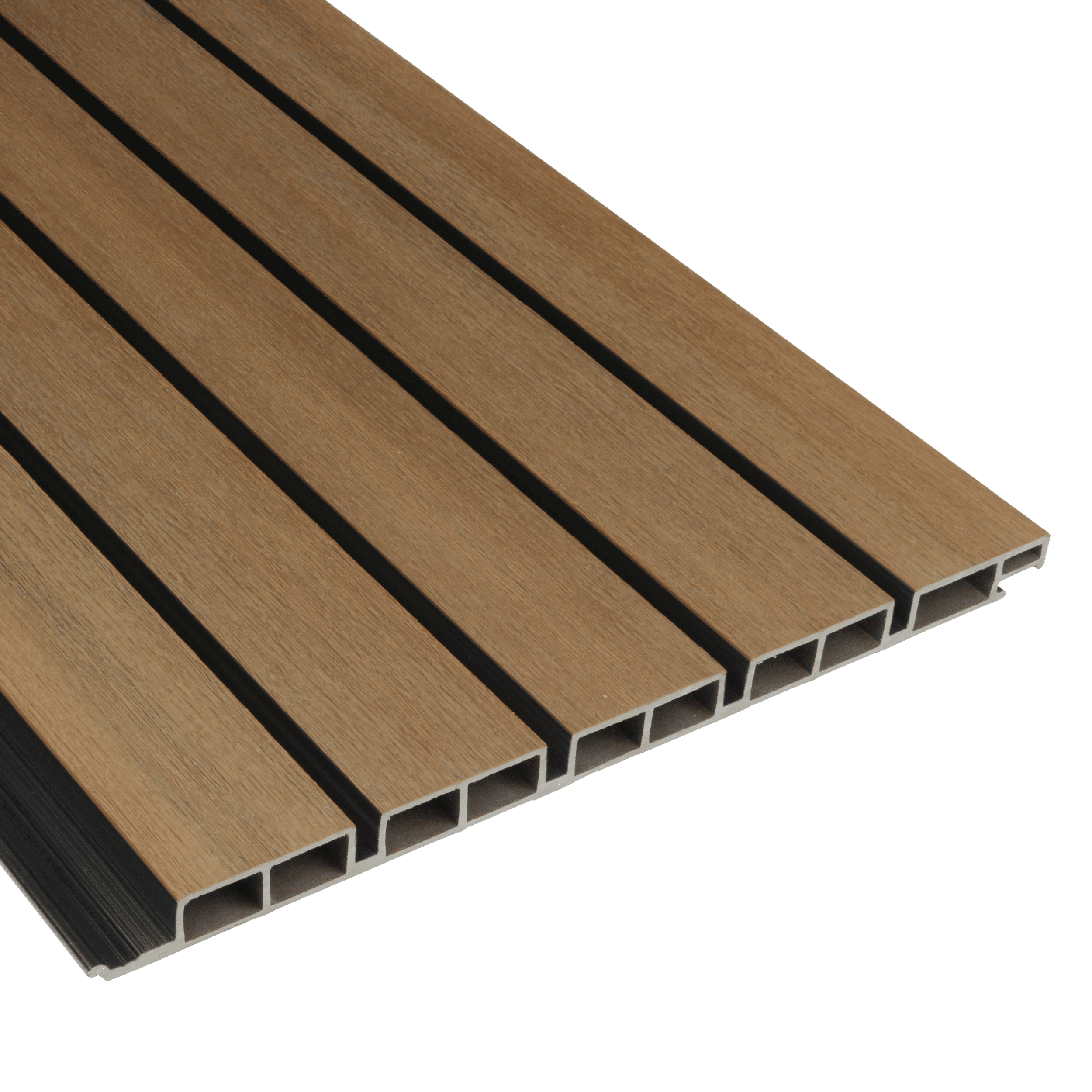 Hochwertige Fassadenverkleidung – Komposit | Breite Lamellen | Teak+ Schwarz | 2900 x 400 mm – Bild 3