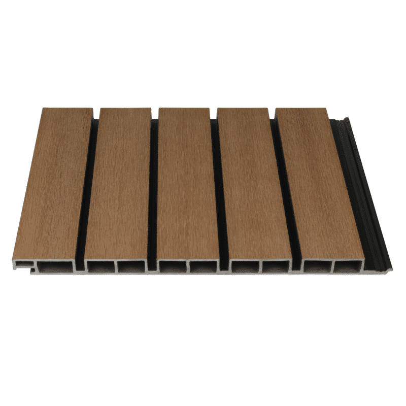Hochwertige Fassadenverkleidung – Komposit | Breite Lamellen | Teak+ Schwarz | 2900 x 400 mm – Bild 4